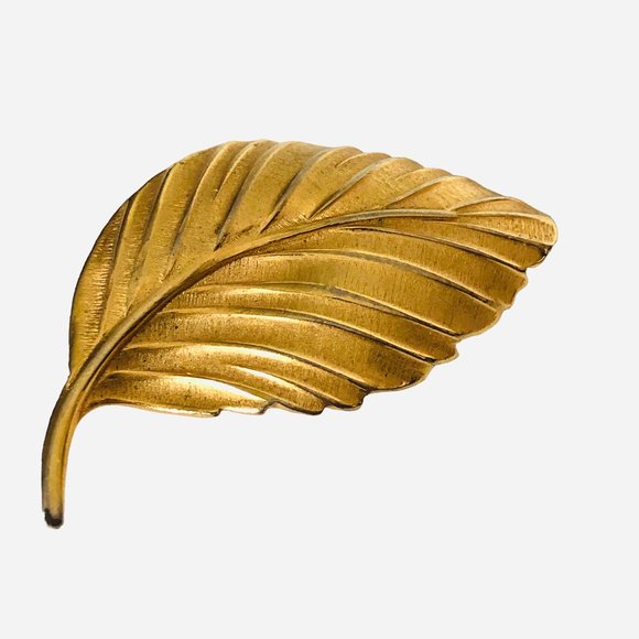 Lisner Jewelry Jewelry Vintage Lisner Leaf Brooch Pin Signed Gold